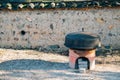 Iron pot and Korean traditional fireplace at Gyochon Hanok Village in Gyeongju, Korea Royalty Free Stock Photo