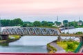 Iron rail bridge over derivation du canal de bourbourg Grande-Synthe France Royalty Free Stock Photo