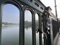 iron railing on the river Po in Turin with padlocks and messages of love Royalty Free Stock Photo