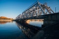 Iron railway bridge over Voronezh river Royalty Free Stock Photo