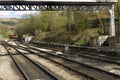 Iron railway tracks converging on the North Yorkshire Moors Rail Royalty Free Stock Photo