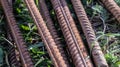 Iron rebar old and rusty closeup part of cement structure Royalty Free Stock Photo