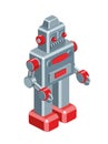 Iron retro robot, vintage toy. Metal, red metal. Vector isometric illustration isolated on white background Royalty Free Stock Photo