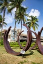 iron ring art by Bernar Venet downtown Miami in the bayside park