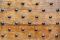 Iron rivets on a wood front door