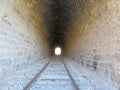 iron road bridges metal rail light at the end of the tunnel train transport