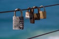 Iron rope with padlocks Royalty Free Stock Photo