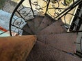Iron rotating stairs, top view photo Royalty Free Stock Photo