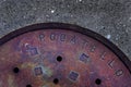 Man Hole Cover Iron Round with Pocatello Royalty Free Stock Photo