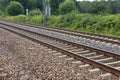 Iron rusty train railway detail dark stones Royalty Free Stock Photo