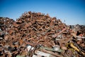 Iron scrap metal compacted to recycle