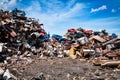 Iron scrap metal compacted to recycle Royalty Free Stock Photo