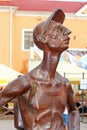 Iron sculpture of Tourist is located in the central square of Kamianets-Podilskyi