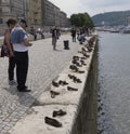 Iron shoes statue to commemorate holocaust victims Royalty Free Stock Photo