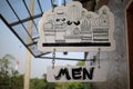 Iron signs, male bathroom entrance, modern style