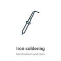 Iron soldering outline vector icon. Thin line black iron soldering icon, flat vector simple element illustration from editable