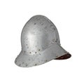 Iron Spanish war helmet from 15th century isolated Royalty Free Stock Photo