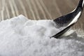 Iron spoon of baking soda Royalty Free Stock Photo