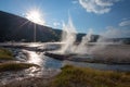 Iron Spring Creek and Cliff Geyser in Black Sand Geyser Basin in Royalty Free Stock Photo