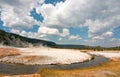 Iron Spring Creek and Cliff Geyser in Black Sand Geyser Basin in Yellowstone National Park in Wyoming USA Royalty Free Stock Photo