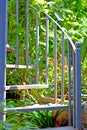 Iron Stairs Railing with Beautiful Pattern in garden looks Beautiful Royalty Free Stock Photo