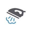 Iron with steam black vector icon. Ironing service simple