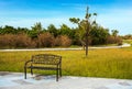 Iron steel Bench in public park in Phuket Royalty Free Stock Photo