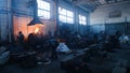 Iron and steel factory workers. Stock footage. Inside the factory of metal forms Royalty Free Stock Photo
