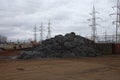 Iron or steel pile outdoors