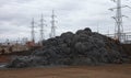 Iron or steel pile outdoors