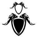 Ram horns and security shield black and white vector design