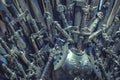 Iron throne made with swords, fantasy scene or stage. Recreation