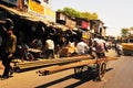 Iron-transport, carried on a bicycle through the streets of Ahmedabad-City in Gujarat;