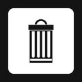 Iron trash can icon, simple style