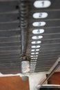 Iron weights on exercise machine,overlooking