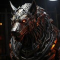 Iron wolf made of beams bolted together