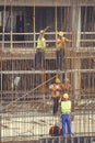 Iron workers tying reinforcing rebar 5