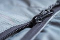 Iron zipper close up view, needlework concept