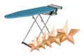 Ironing Board with five golden stars, 3D rendering Royalty Free Stock Photo