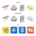 Ironing board and other accessories. Dry cleaning set collection icons in cartoon,flat,monochrome style vector symbol