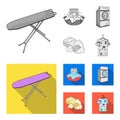 Ironing board and other accessories. Dry cleaning set collection icons in monochrome,flat style vector symbol stock