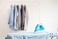 Ironing housework ironed folded shirts clean concept still life Royalty Free Stock Photo