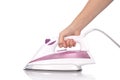 Ironing with a modern steam flat iron Royalty Free Stock Photo