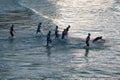 Ironman competitors enter ocean in Panama City Beach, Florida.