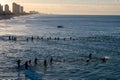 Ironman competitors enter ocean in Panama City Beach, Florida.