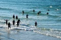 Ironman competitors enter ocean in Panama City Beach, Florida.