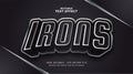 Irons Text in Black and White with Metallic and 3D Effect