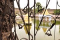 Ancient ironwork fence in a temple Royalty Free Stock Photo