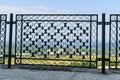 Ironwork metal fence - detail of beautiful decorative manual forged metal fence Royalty Free Stock Photo