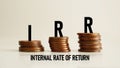 IRR internal rate of return is shown using the text as financial concept Royalty Free Stock Photo